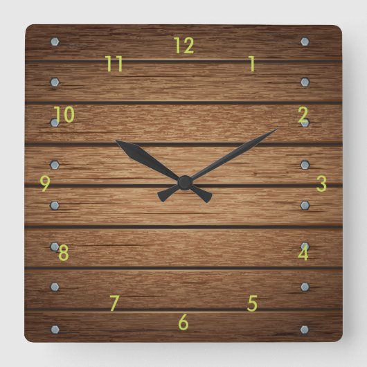 Very Fun Simulated Wood Plank Wall Clock Quadratische Wanduhr (Vorderseite)