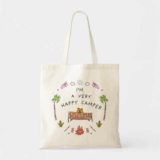 "Very Happy Camper" Tote Bag Tragetasche (Vorne)