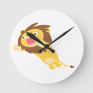 Very Hungry Cute Cartoon Lion Wall Clock Runde Wanduhr