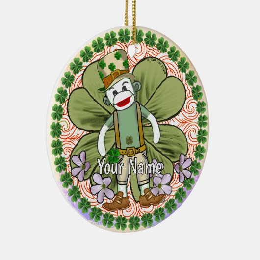 Very Irish Sock Monkey Keramik Ornament (Rechts)