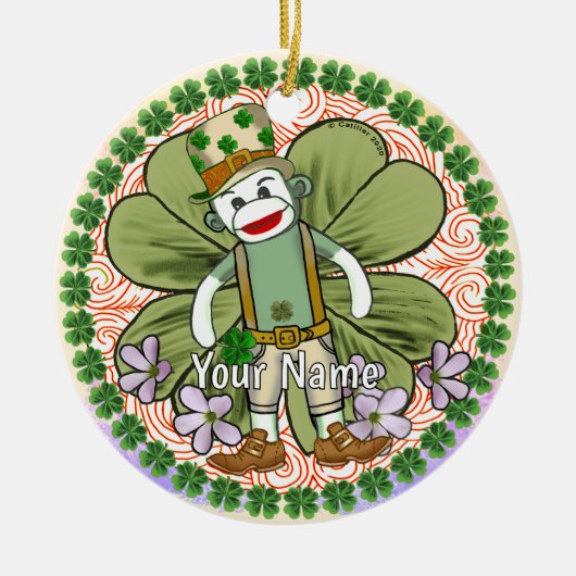 Very Irish Sock Monkey Keramik Ornament (Vorne)
