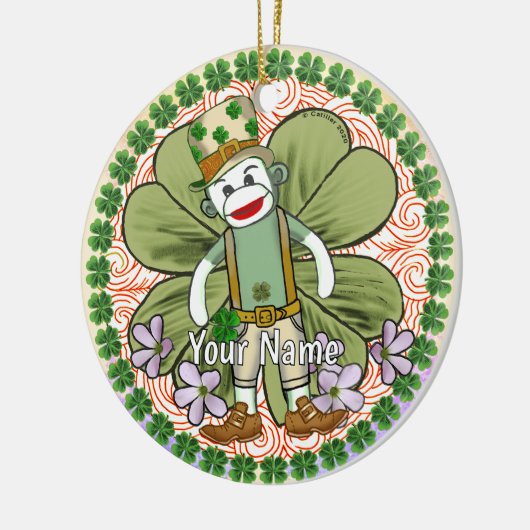 Very Irish Sock Monkey Keramik Ornament (Links)