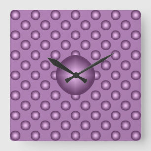 Very Lavender Polka Dot Quadratische Wanduhr