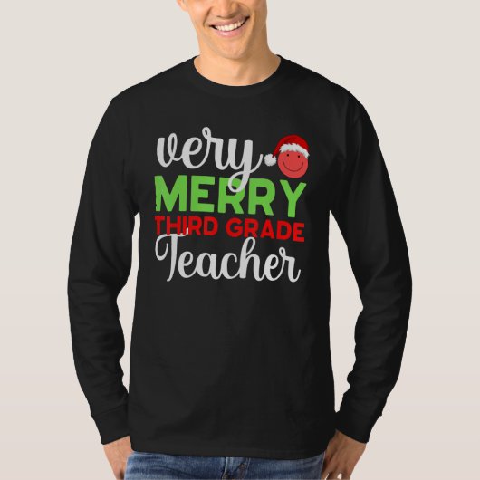 Very Merry 3rd Grade Teacher Third Christmas Schoo T-Shirt (Vorderseite)