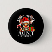 Very Merry Aunt Reindeer Matching Christmas  Button (Vorderseite)