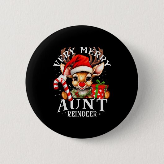 Very Merry Aunt Reindeer Matching Christmas Button (Vorderseite)