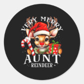 Very Merry Aunt Reindeer Matching Christmas Runder Aufkleber (Vorderseite)