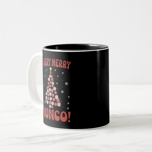 Very Merry Bunco Christmas Tree Dice Game Night Zweifarbige Tasse (Vorderseite Links)