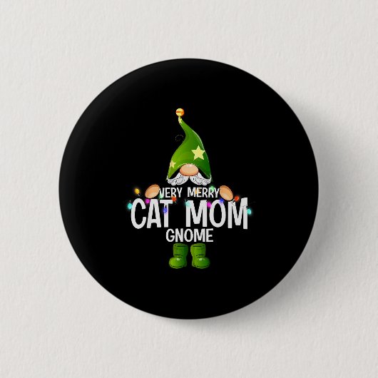 Very Merry Cat Mom Gnome Christmas Matching Button (Vorderseite)