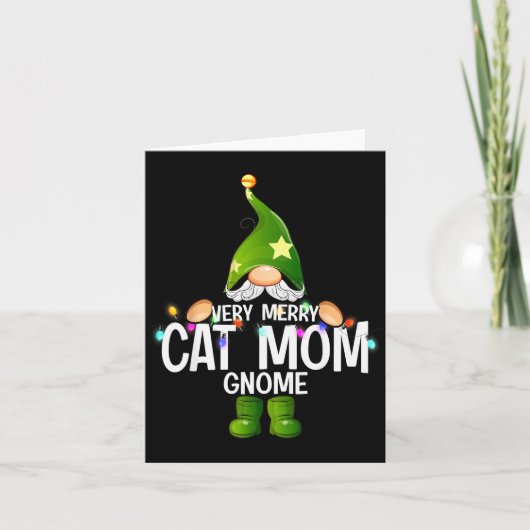 Very Merry Cat Mom Gnome Christmas Matching Karte (Vorderseite)