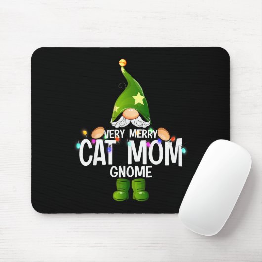 Very Merry Cat Mom Gnome Christmas Matching Mousepad (Mit Mouse)