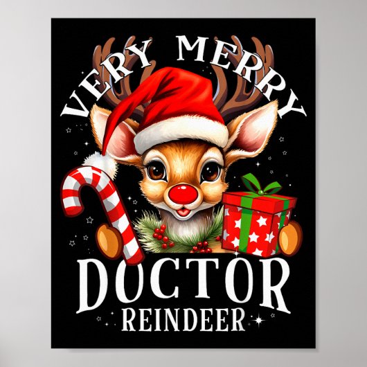 Very Merry Doctor Reindeer Matching Christmas Poster (Vorne)