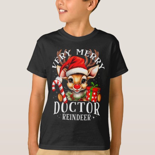 Very Merry Doctor Reindeer Matching Christmas T-Shirt (Vorderseite)