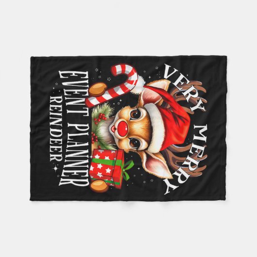 Very Merry Event Planner Reindeer Matching Christm Fleecedecke (Vorderseite (Horizontal))
