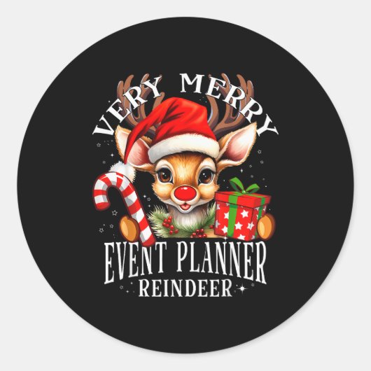 Very Merry Event Planner Reindeer Matching Christm Runder Aufkleber (Vorderseite)