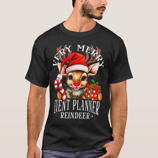 Very Merry Event Planner Reindeer Matching Christm T-Shirt (Vorderseite)