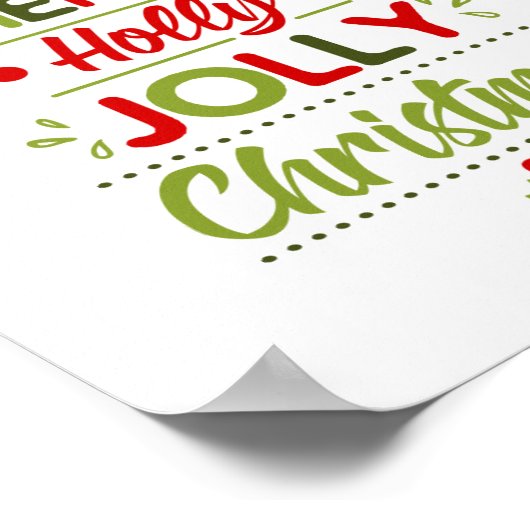 Very Merry Holly Jolly Christmas Tree Typography Poster (Ecke)