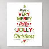 Very Merry Holly Jolly Christmas Tree Typography  Poster (Vorne)