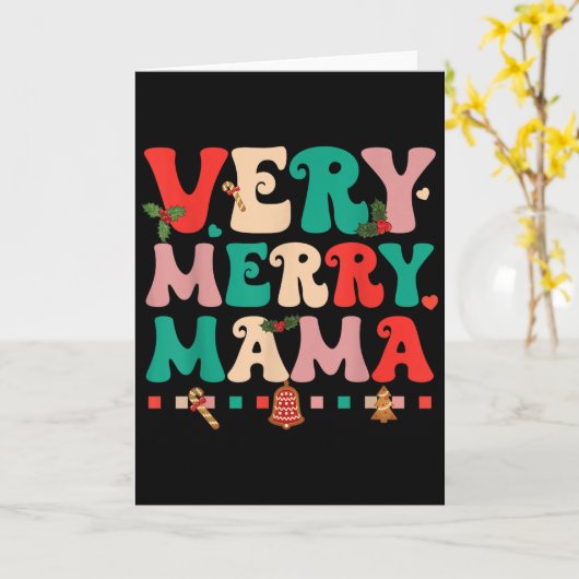 Very Merry Mama Christmas Happy Holiday Noel Tree Karte (Gelbe Blume)
