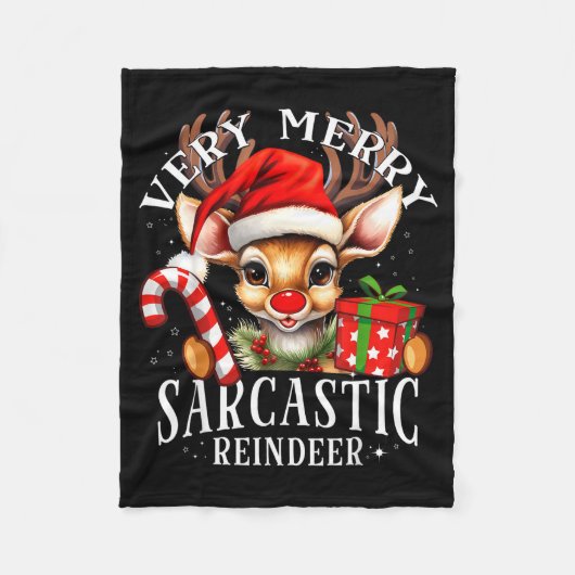 Very Merry Sarcastic Reindeer Matching Christmas Fleecedecke (Vorderseite)