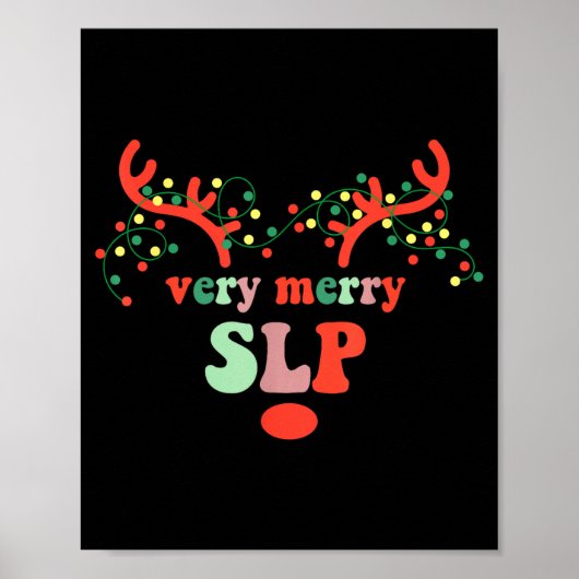 Very Merry Slp Reindeer Christmas Speech Therast X Poster (Vorne)