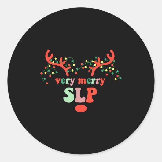 Very Merry Slp Reindeer Christmas Speech Therast X Runder Aufkleber (Vorderseite)