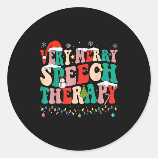 Very Merry Speech Therapy Christmas Speech Therast Runder Aufkleber (Vorderseite)