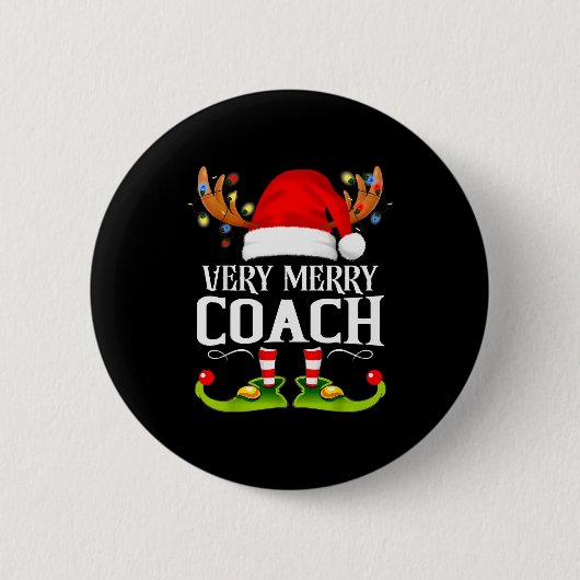 Very Merry X-mas Coach Matching Christmas Button (Vorderseite)