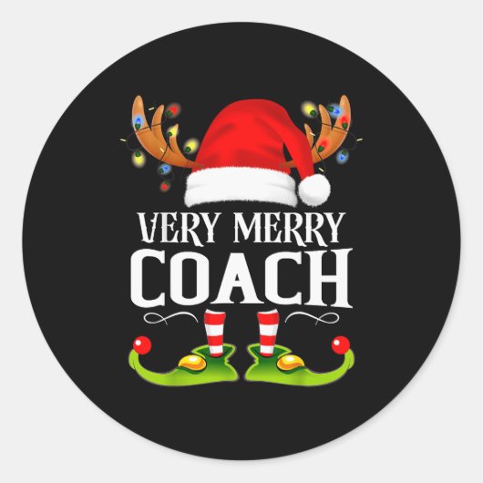 Very Merry X-mas Coach Matching Christmas Runder Aufkleber (Vorderseite)