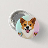 Very nice and cute dog design on  button (Vorne & Hinten)