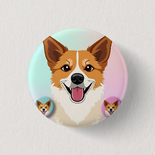 Very nice and cute dog design on  button (Vorderseite)