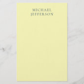 Very Pale Yellow Minimalist Plain Modern Name Briefpapier (Vorderseite)