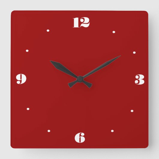 Very Plain Red and White > Kitchen Clocks Quadratische Wanduhr (Vorderseite)