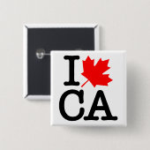 Very Polite Red Black I Love Canada Maple Leaf Button (Vorne & Hinten)