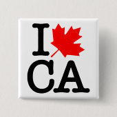 Very Polite Red Black I Love Canada Maple Leaf Button (Vorderseite)