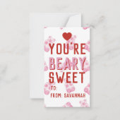 Very Sweet Pink Bear Valentine's Classroom Card Mitteilungskarte (Vorderseite)