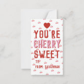 Very Sweet Red Cherry Valentine's Classroom Card Mitteilungskarte (Vorderseite)