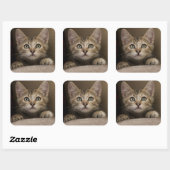 Very Sweet Tabby Kitten Quadratischer Aufkleber (Blatt)
