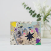 Very Unique colorful person mixed media Collage Postkarte (Stehend Vorderseite)