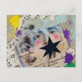 Very Unique colorful person mixed media Collage Postkarte (Vorderseite)
