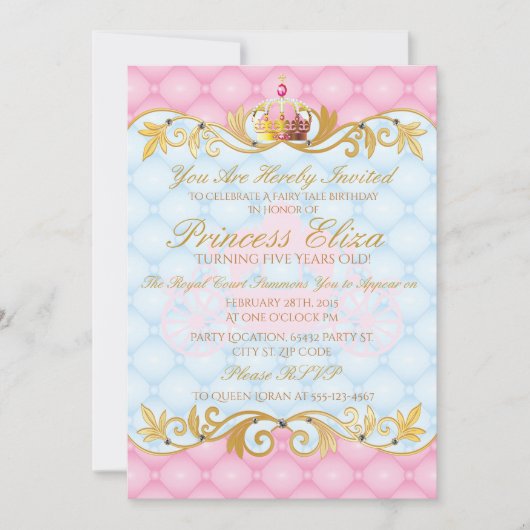 Verzaubern, hübsche Prinzessin Birthday Einladung (Vorderseite)