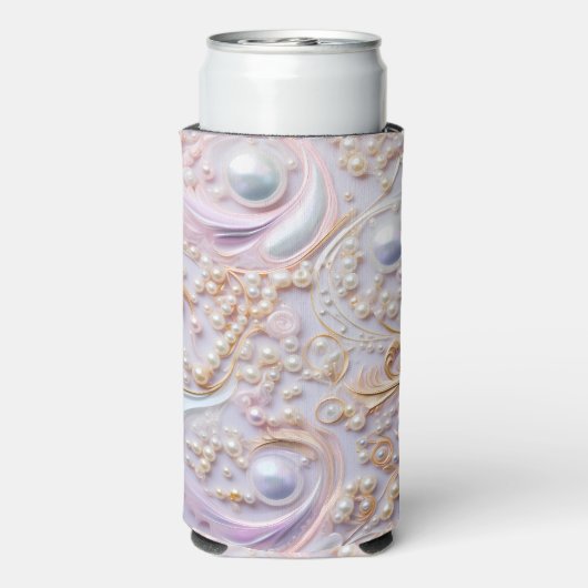 Verzaubernd Perlen und goldener Hintergrund Selters Dosenkühler (Seltzer Rückseite)