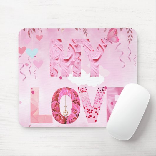 Verzaubernd rosa Thema MY LIEBE typografisch Mousepad (Mit Mouse)