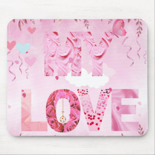 Verzaubernd rosa Thema MY LIEBE typografisch Mousepad