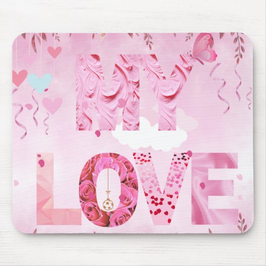 Verzaubernd rosa Thema MY LIEBE typografisch Mousepad (Vorne)