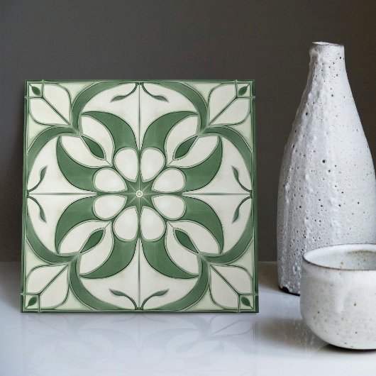 Verzaubernd smaragdgrüne Symmetrie Fliese