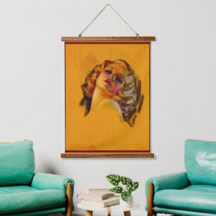 Verzaubernde Augen Art Deco-Porträt von Zoe Mozert Wandteppich Mit Holzrahmen
