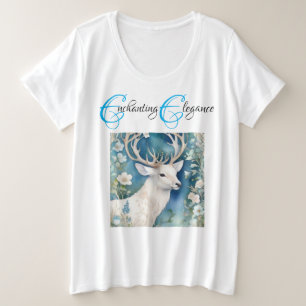 "Verzaubernde Eleganz: Schneeweiße Hirsche blühen" Große Größe T-Shirt