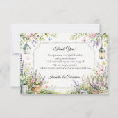 Verzaubernde Gartenhochzeit Dankeskarte (Vorderseite)