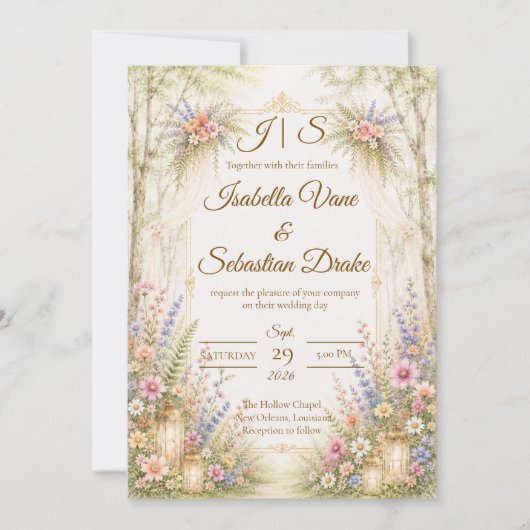 Verzaubernde Gartenhochzeit Einladung (Vorderseite)
